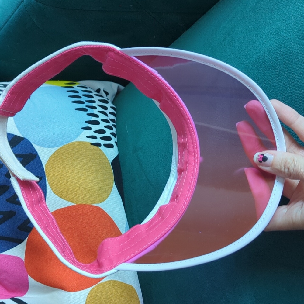 Walt Disney World Retro Translucent Pink Visor, Adult - Picture 2 of 3